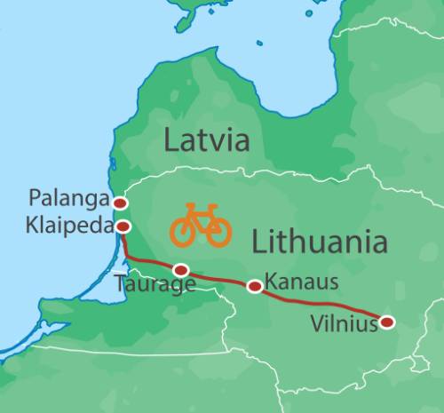 tourhub | UTracks | Vilnius to the Coast Cycle | Tour Map
