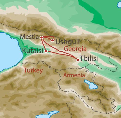 tourhub | World Expeditions | Transcaucasian Trail Hike Georgia | Tour Map