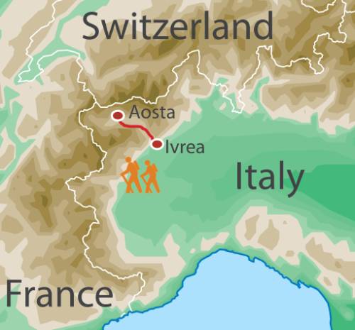 tourhub | UTracks | Via Francigena: Aosta to Ivrea | Tour Map