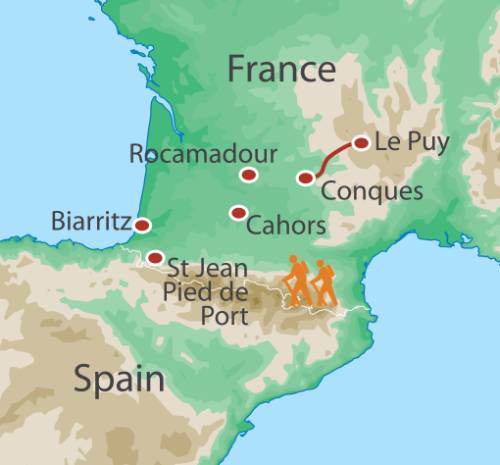 tourhub | UTracks | The Way of St James - Le Puy to Conques | Tour Map