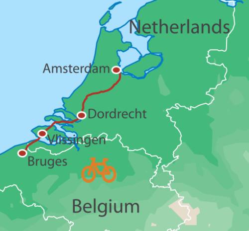 tourhub | UTracks | Cycle Bruges to Amsterdam | CBA | Route Map