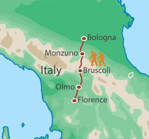 tourhub | UTracks | Via Degli Dei: Bologna to Florence | Tour Map