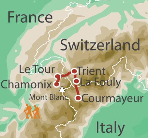 tourhub | UTracks | Mont Blanc Rambler Self Guided | Tour Map