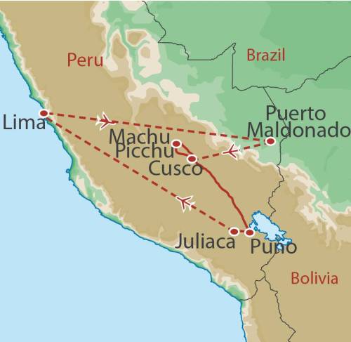 tourhub | World Expeditions | Best of Peru | Tour Map