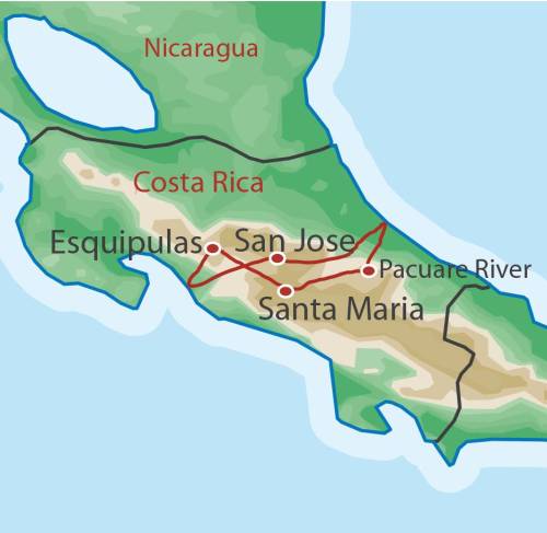 tourhub | World Expeditions | Costa Rica Traverse | Tour Map