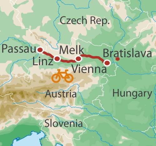 tourhub | UTracks | Blue Danube Cycle to Vienna in Comfort | Tour Map