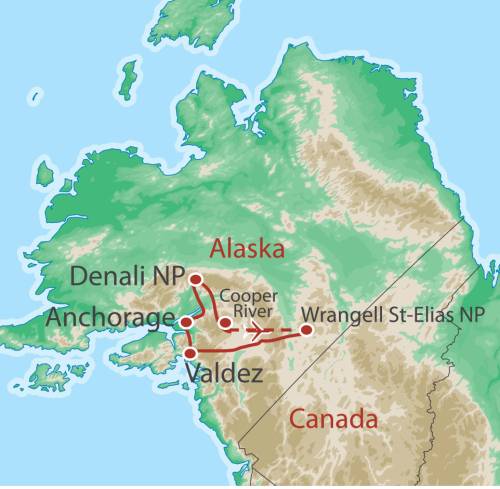 tourhub | World Expeditions | Great Alaska Adventure | Tour Map