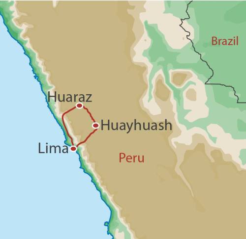 tourhub | World Expeditions | Huayhuash Circuit | Tour Map