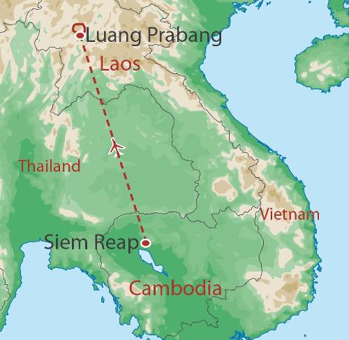 tourhub | World Expeditions | Laos & Cambodia Family Adventure | Tour Map