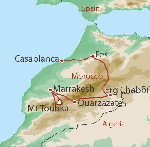 tourhub | World Expeditions | Morocco Adventure | Tour Map