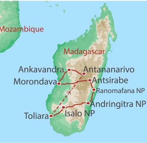 tourhub | World Expeditions | Madagascar Adventure | Tour Map