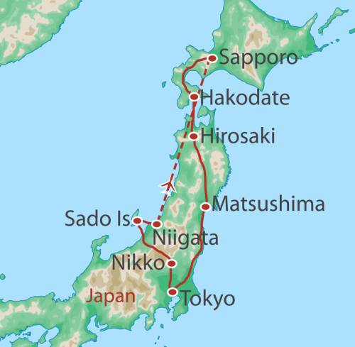tourhub | World Expeditions | Japan Northern Explorer | Tour Map