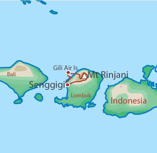 tourhub | World Expeditions | Bali, Rinjani Climb & Gili Islands | Tour Map