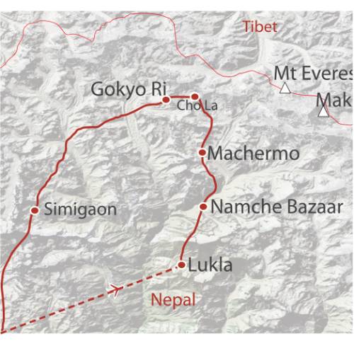 tourhub | World Expeditions | GHT Everest & Rolwaling Traverse via Tashi Labsta Pass | Tour Map