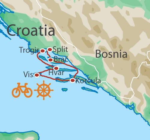 tourhub | UTracks | Croatia Bike & Sail | CBS | Route Map