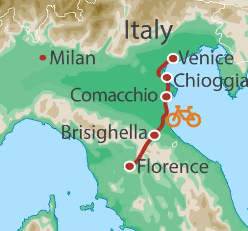 tourhub | UTracks | Venice to Florence Cycle | Tour Map