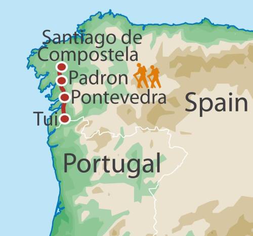 tourhub | UTracks | The Portuguese Camino - Tui to Santiago | Tour Map