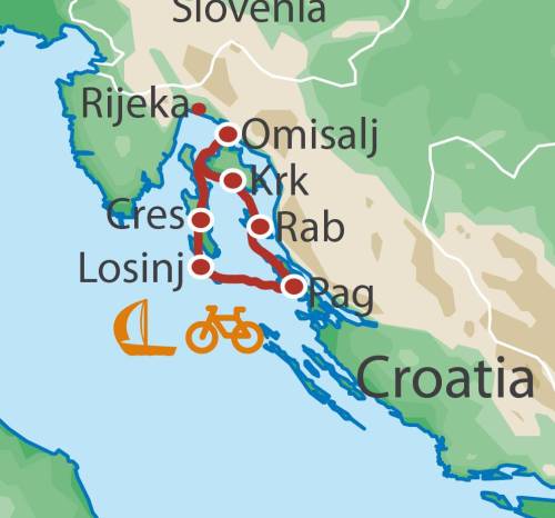 tourhub | UTracks | Kvarner Bay Bike & Boat | Tour Map