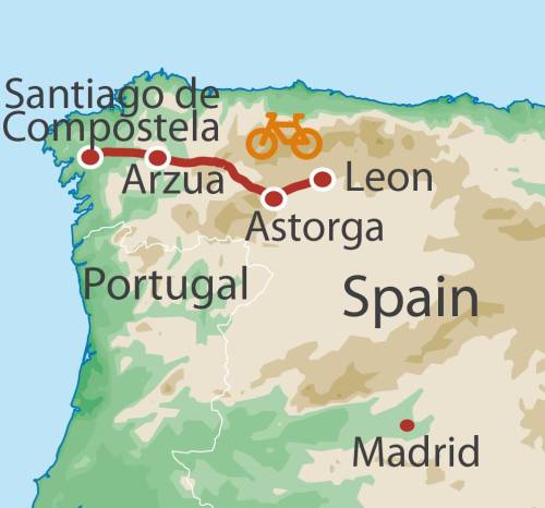tourhub | UTracks | Spanish Camino by Bike: Leon to Santiago | Tour Map