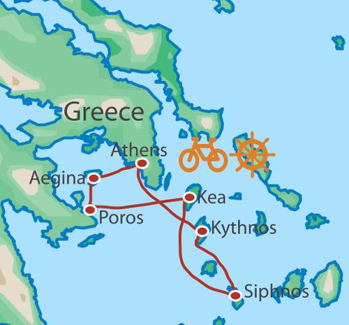 tourhub | UTracks | Greek Islands Bike & Boat | Tour Map