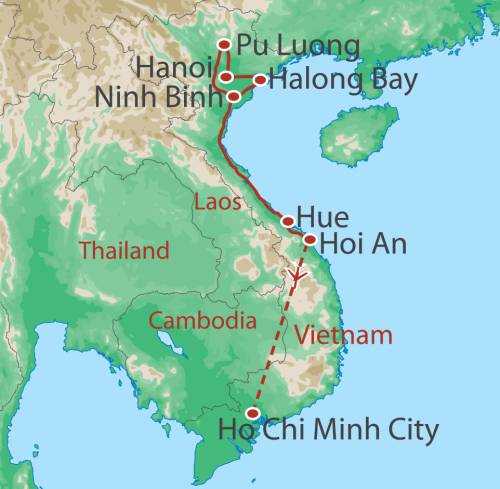 tourhub | World Expeditions | Vietnam by Bike | Tour Map