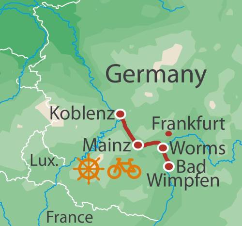 tourhub | UTracks | Rhine Valley Barge & Bike | Tour Map
