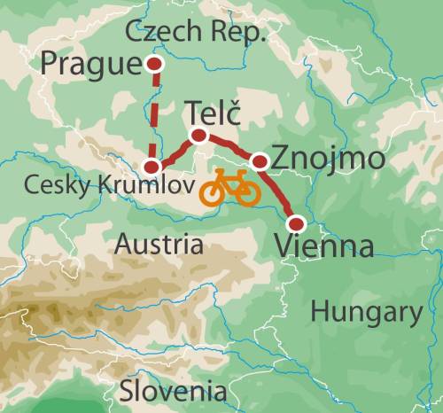 tourhub | UTracks | Cycle Prague to Vienna - Guided | Tour Map