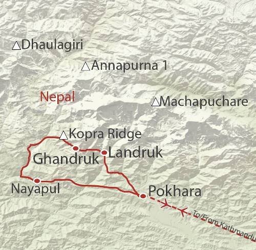 tourhub | World Expeditions | Annapurna Dhaulagiri in Comfort | Tour Map