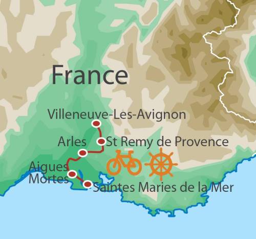 tourhub | UTracks | Provence Bike & Boat | Tour Map