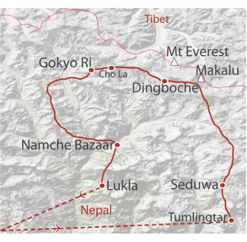 tourhub | World Expeditions | GHT Makalu & Everest Traverse via Sherpani Col | Tour Map