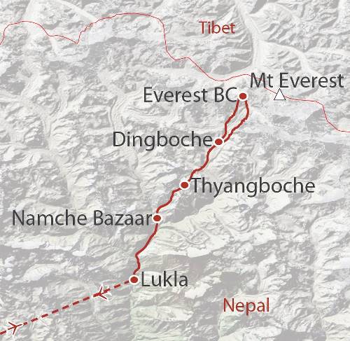 tourhub | World Expeditions | Everest Base Camp Trek in Comfort | Tour Map