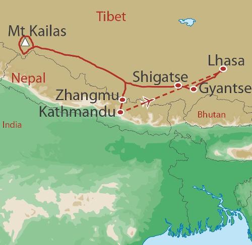 tourhub | World Expeditions | Journey to Mount Kailash | Tour Map