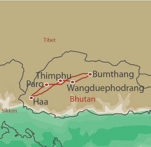 tourhub | World Expeditions | Bhutan Cultural Journey | Tour Map