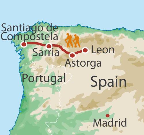 tourhub | UTracks | Camino - Leon to Santiago in 15 Days | Tour Map