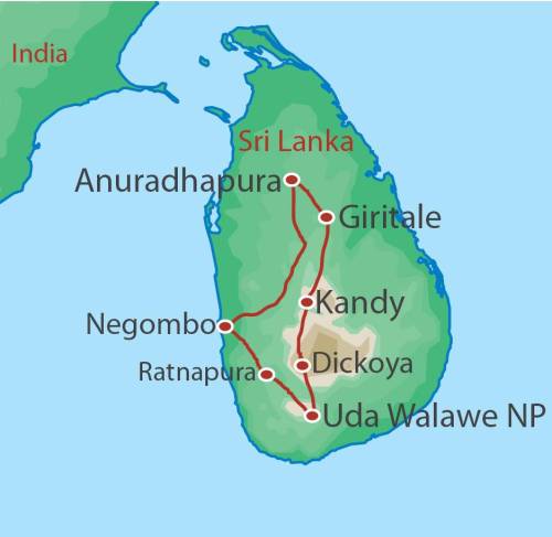 tourhub | World Expeditions | Sri Lanka Adventure | Tour Map