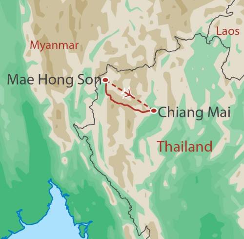 tourhub | World Expeditions | Northern Thailand Hike & Homestays | Tour Map