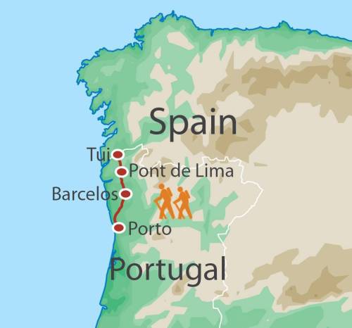 tourhub | UTracks | The Portuguese Camino - Porto to Tui | Tour Map