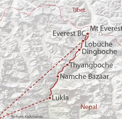 tourhub | World Expeditions | Everest Base Camp High Flyer in Comfort | Tour Map