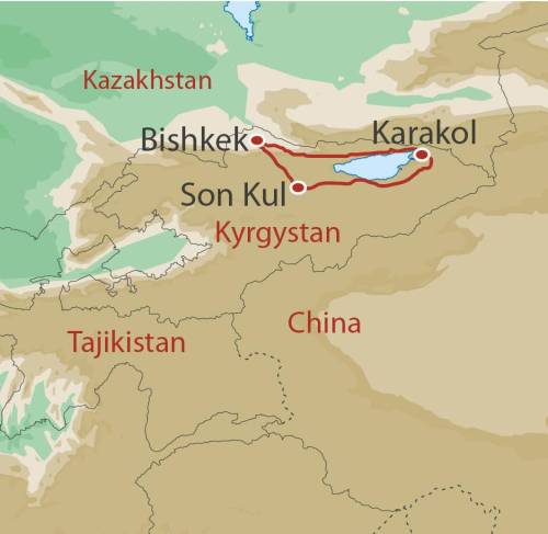 tourhub | World Expeditions | Kyrgyzstan & the Tian Shan Mountains | Tour Map