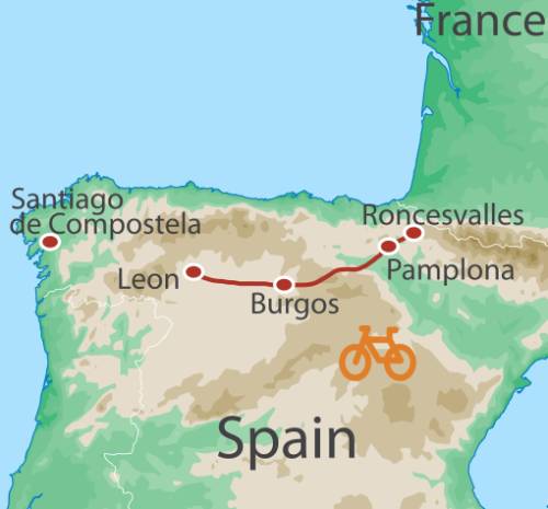 tourhub | UTracks | Spanish Camino by Bike: The Pyrenees to Leon | Tour Map