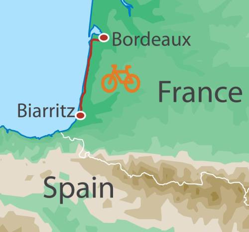 tourhub | UTracks | Cycle Bordeaux to Biarritz | BBZ | Route Map