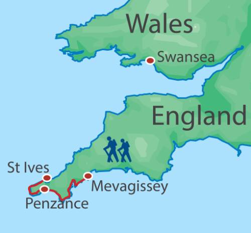 tourhub | Walkers' Britain | South West Coastal Path: St Ives to Mevagissey | Tour Map