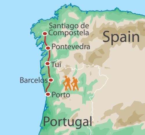 tourhub | UTracks | The Portuguese Camino - Porto to Santiago | Tour Map
